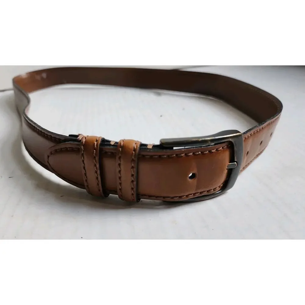 Joseph Abboud Handcrafted In Italy Leather Belt Men’s Sz 36 Cognac Brown